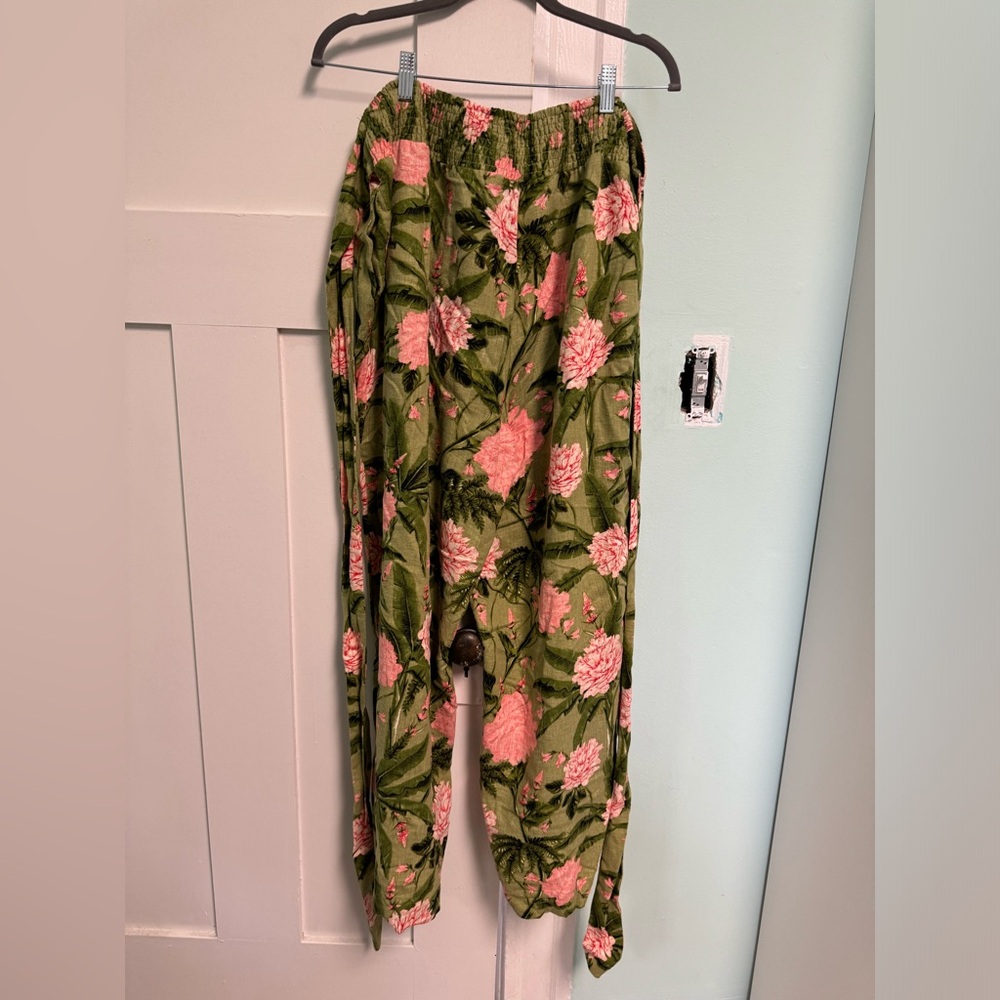 Agua Bendita × Target Large Peony Print Pants | Size XXL | Green/Pink - Picture 5 of 6